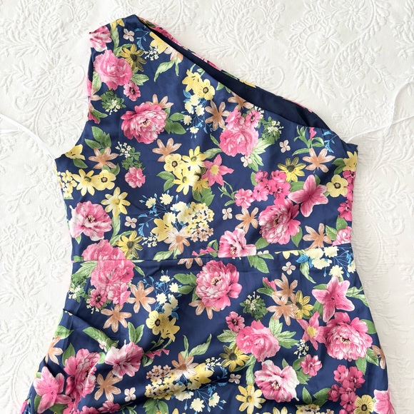 NWOT Lulus Divinely Blooming Blue Multi Floral One-Shoulder Midi Dress XLarge - Picture 5 of 8